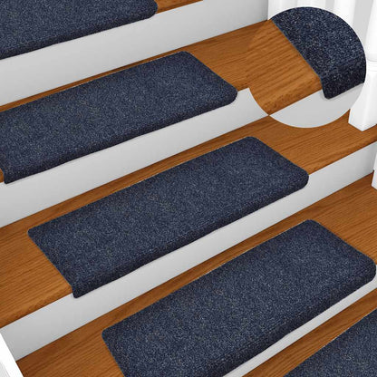 Tappetini per scale autoadesivi 30 pz 65x21x4 cm blu bordo rettangolare