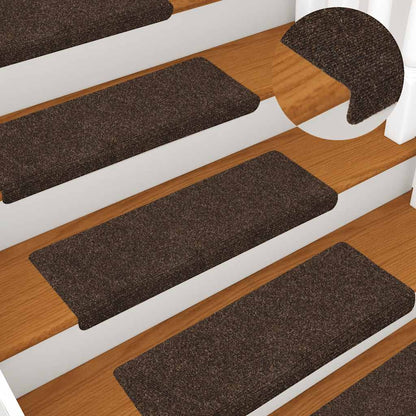 Tappetini per scale autoadesivi 30 pz 65x21x4 cm marrone bordo rettangolare