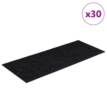 Tappetini per scale autoadesivi 30 pz 60x25 cm neri rettangolari
