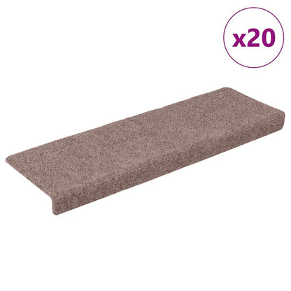 Tappetini per scale autoadesivi 20 pz 65x21x4 cm Marrone Chiaro Bordo rettangolare