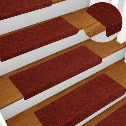 Tappetini per scale autoadesivi 20 pz 65x21x4 cm Bordeaux Rosso Bordo rettangolare