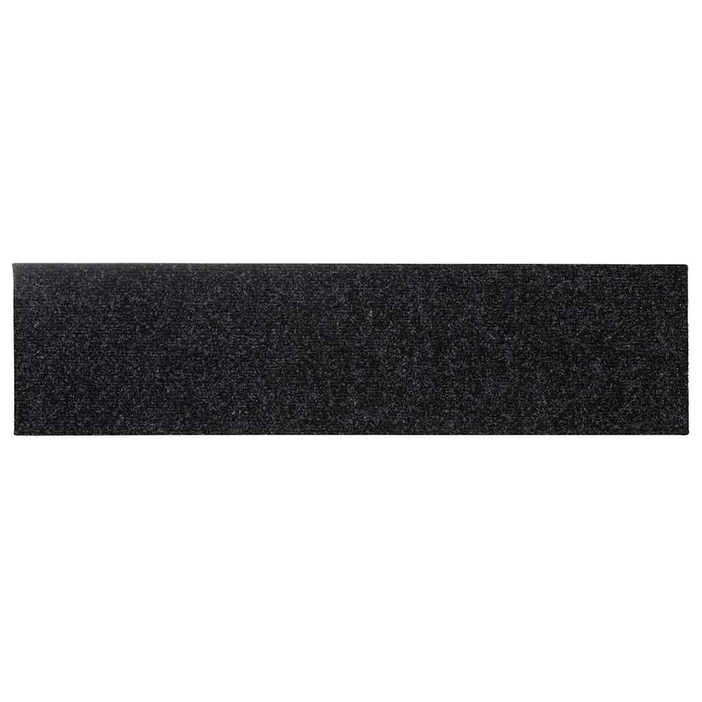 Tappetini per scale autoadesivi 30 pz 76x20 cm neri rettangolari