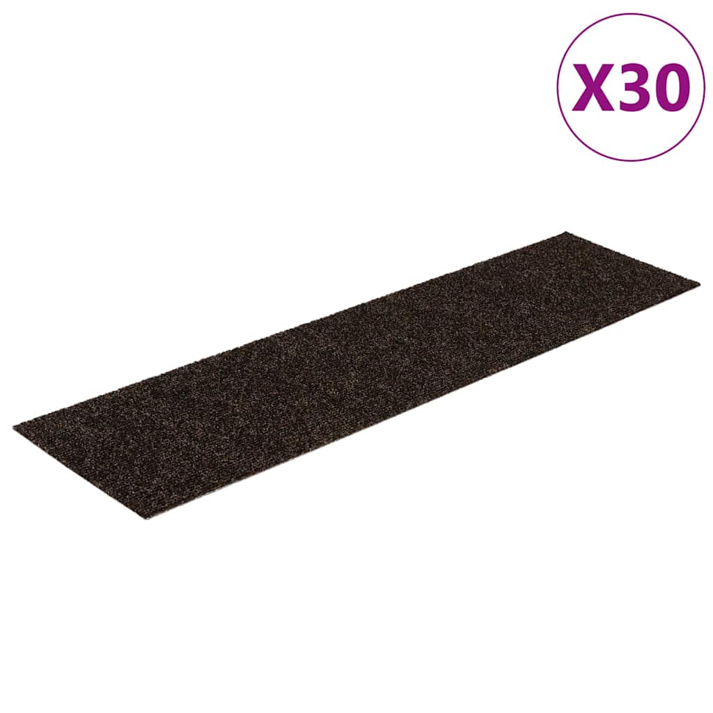Tappetini per scale autoadesivi 30 pz 76x20 cm marrone scuro rettangolari