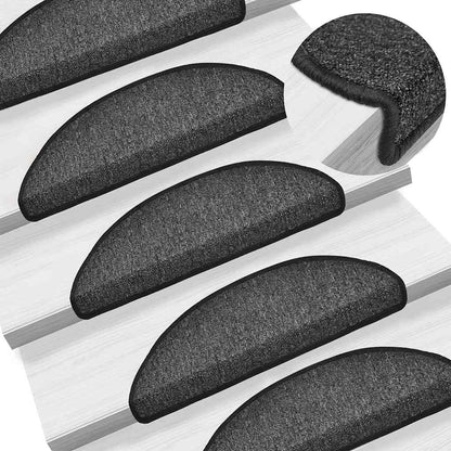 Tappetini per scale 30 pz 56x17x3 cm Antracite Semicircolari