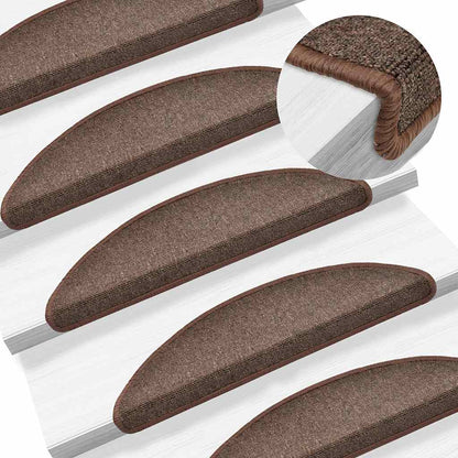 Tappetini per scale 30 pz 56x17x3 cm Marrone caffÃƒÂ¨ Semicircolari