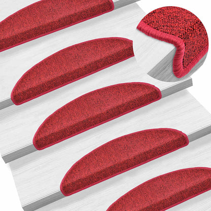 Tappetini per scale 30 pz 56x17x3 cm Rossi semicircolari
