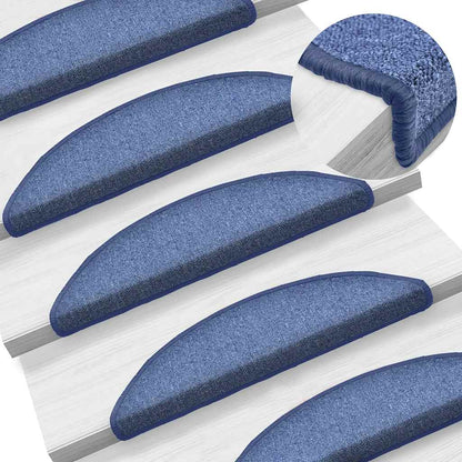 Tappetini per scale 30 pz 56x17x3 cm blu semicircolari