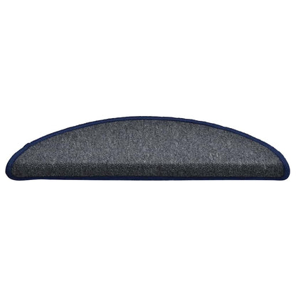 Tappetini per scale 30 pz 56x17x3 cm Grigio scuro e blu semicircolari