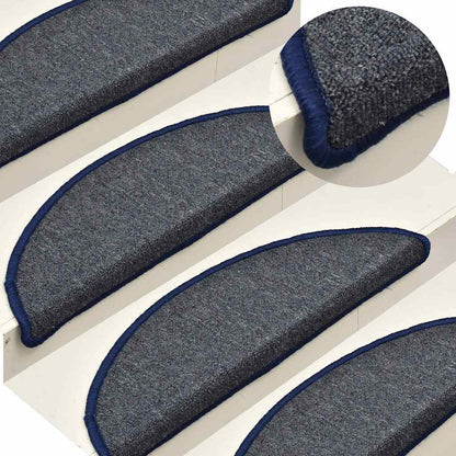Tappetini per scale 30 pz 56x17x3 cm Grigio scuro e blu semicircolari
