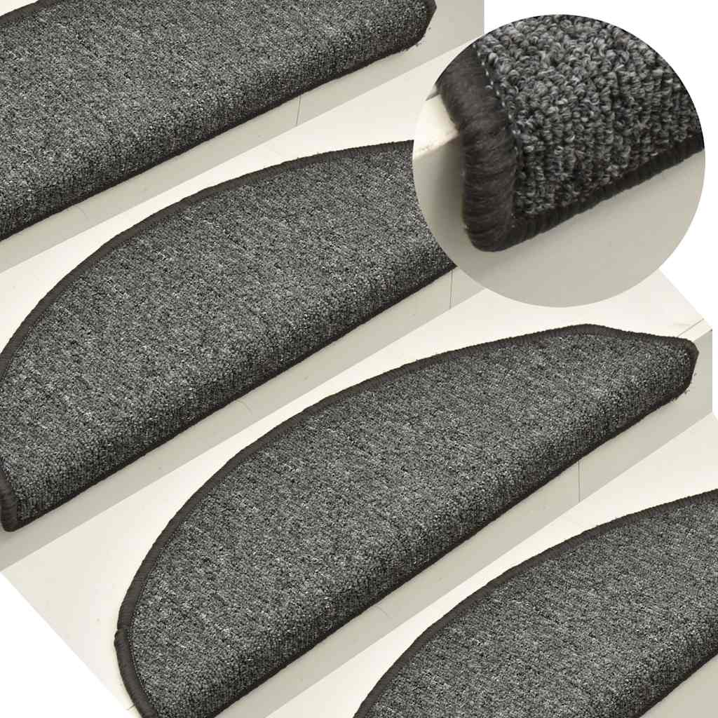 Tappetini per scale 30 pz 56x17x3 cm Grigio scuro Semicircolari