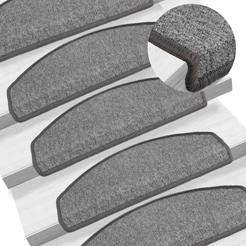 Tappetini per scale 30 pz 65x24x4 cm Grigio scuro Semicircolari Grandi