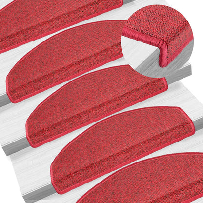 Tappetini per scale 30 pz 65x24x4 cm Rossi Semicircolari Grandi