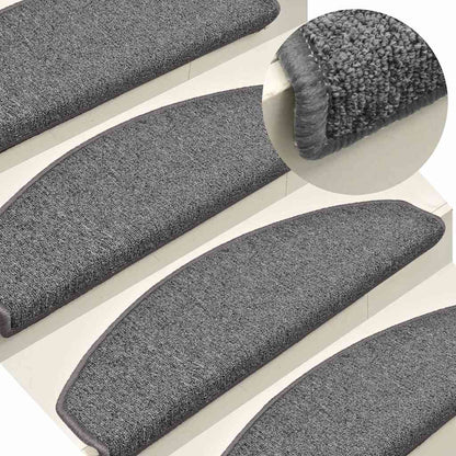 Tappetini per scale 30 pz 65x24x4 cm Grigio scuro Semicircolari Grandi