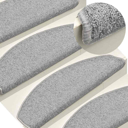Tappetini per scale 30 pz 65x24x4 cm Grigio chiaro Semicircolari Grandi