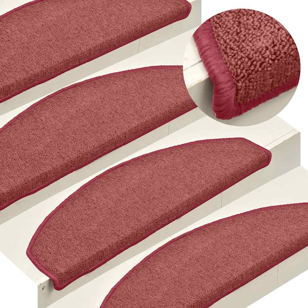 Tappetini per scale 30 pz 65x24x4 cm Bordeaux Semicircolari Grandi