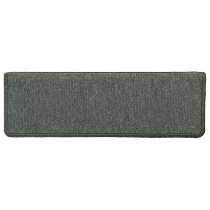 Tappetini per scale 30 pz 65x21x4 cm Verde scuro con bordo rettangolare