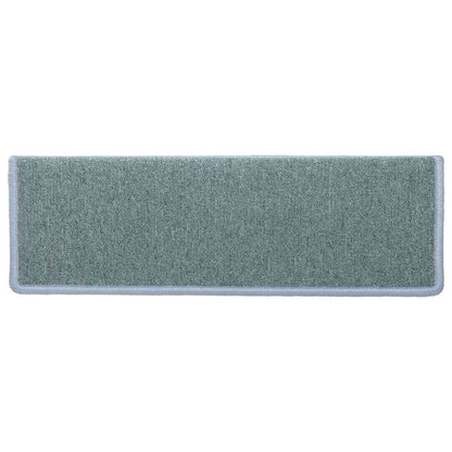 Tappetini per scale 30 pz 65x21x4 cm Blu mare con bordo rettangolare