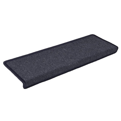 Tappetini per scale 30 pz 65x21x4 cm Grigio scuro e blu con bordo rettangolare
