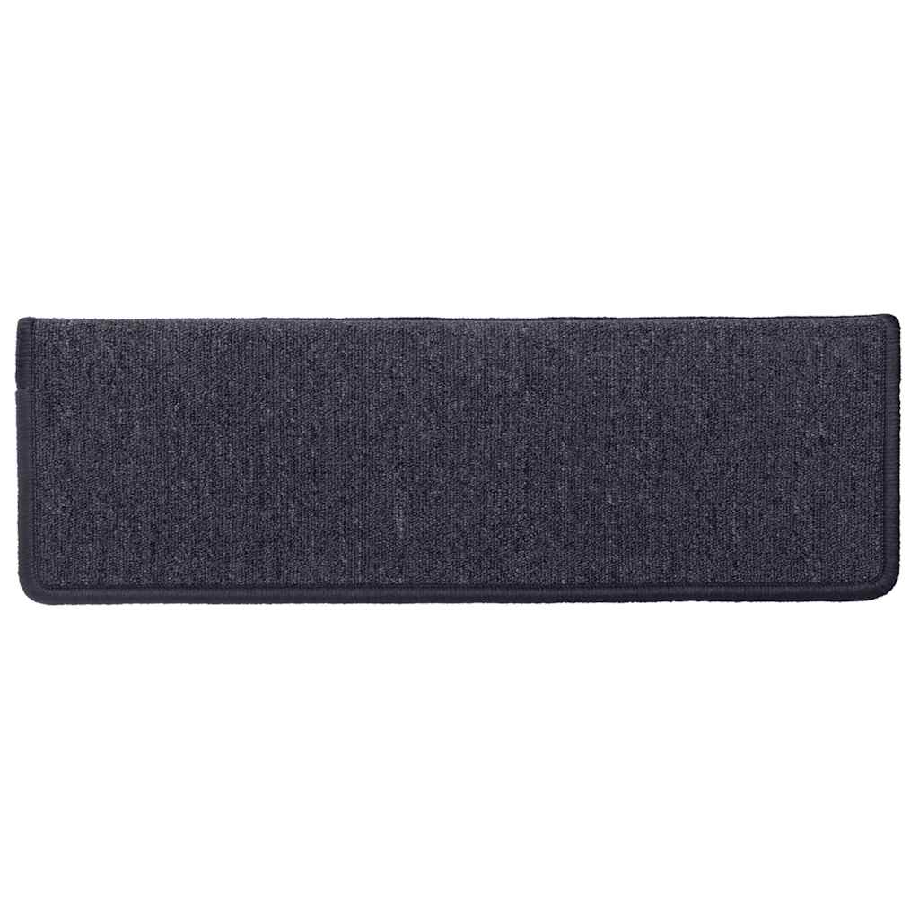 Tappetini per scale 30 pz 65x21x4 cm Grigio scuro e blu con bordo rettangolare