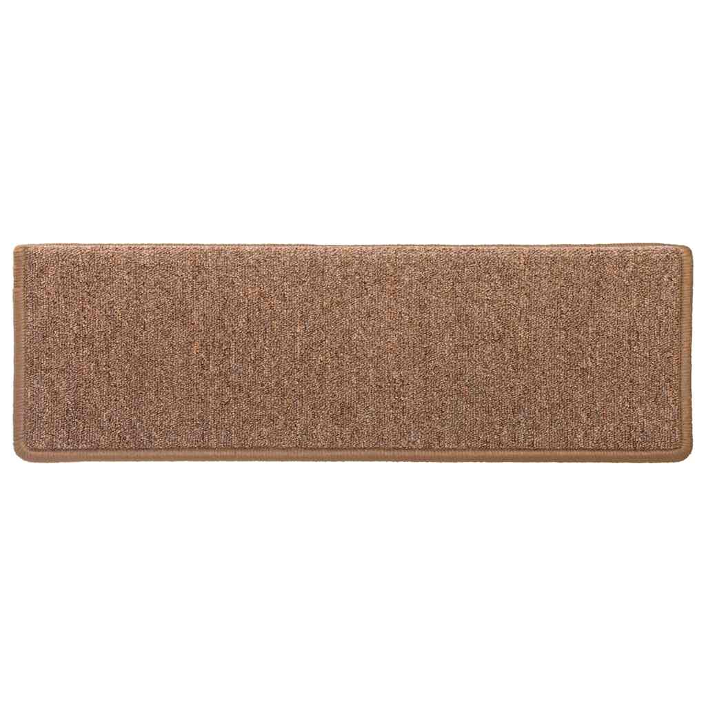 Tappetini per scale 30 pz 65x21x4 cm Marrone Bordo rettangolare