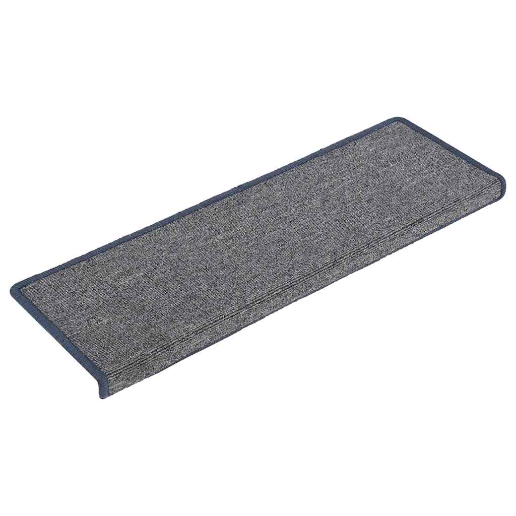 Tappetini per scale 30 pz 65x21x4 cm Grigio chiaro e blu con bordo rettangolare