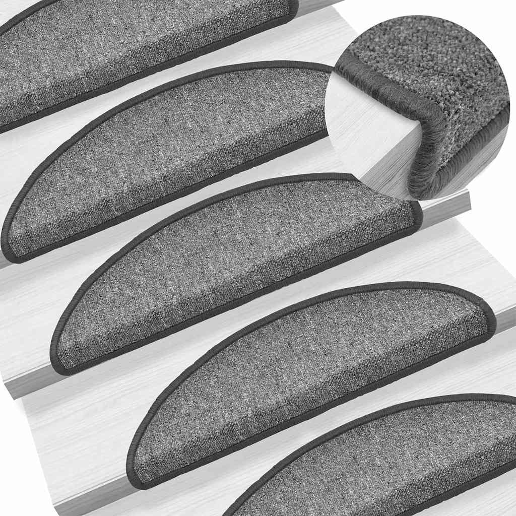 Tappetini per scale 20 pz 56x17x3 cm Grigio scuro Semicircolari