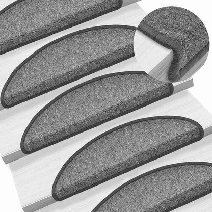 Tappetini per scale 20 pz 56x17x3 cm Grigio scuro Semicircolari