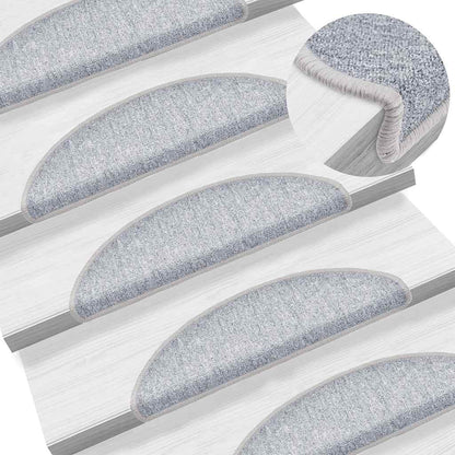 Tappetini per scale 20 pz 56x17x3 cm Grigio chiaro Semicircolari