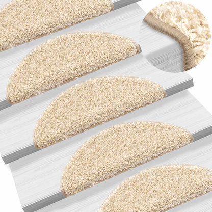Tappetini per scale 30 pz 56x17x3 cm Crema Semicircolari