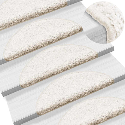 Tappetini per scale 30 pz 56x17x3 cm Bianco Semicircolari