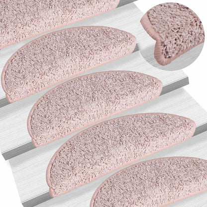 Tappetini per scale 30 pz 56x17x3 cm rosa chiaro semicircolari