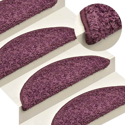 Tappetini per scale 30 pz 56x17x3 cm Viola scuro semicircolari