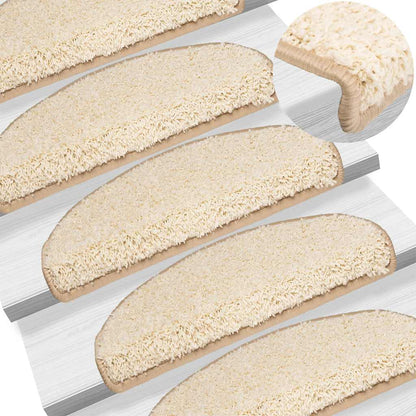 Tappetini per scale 30 pz 65x21x4 cm Crema Semicircolari Grandi