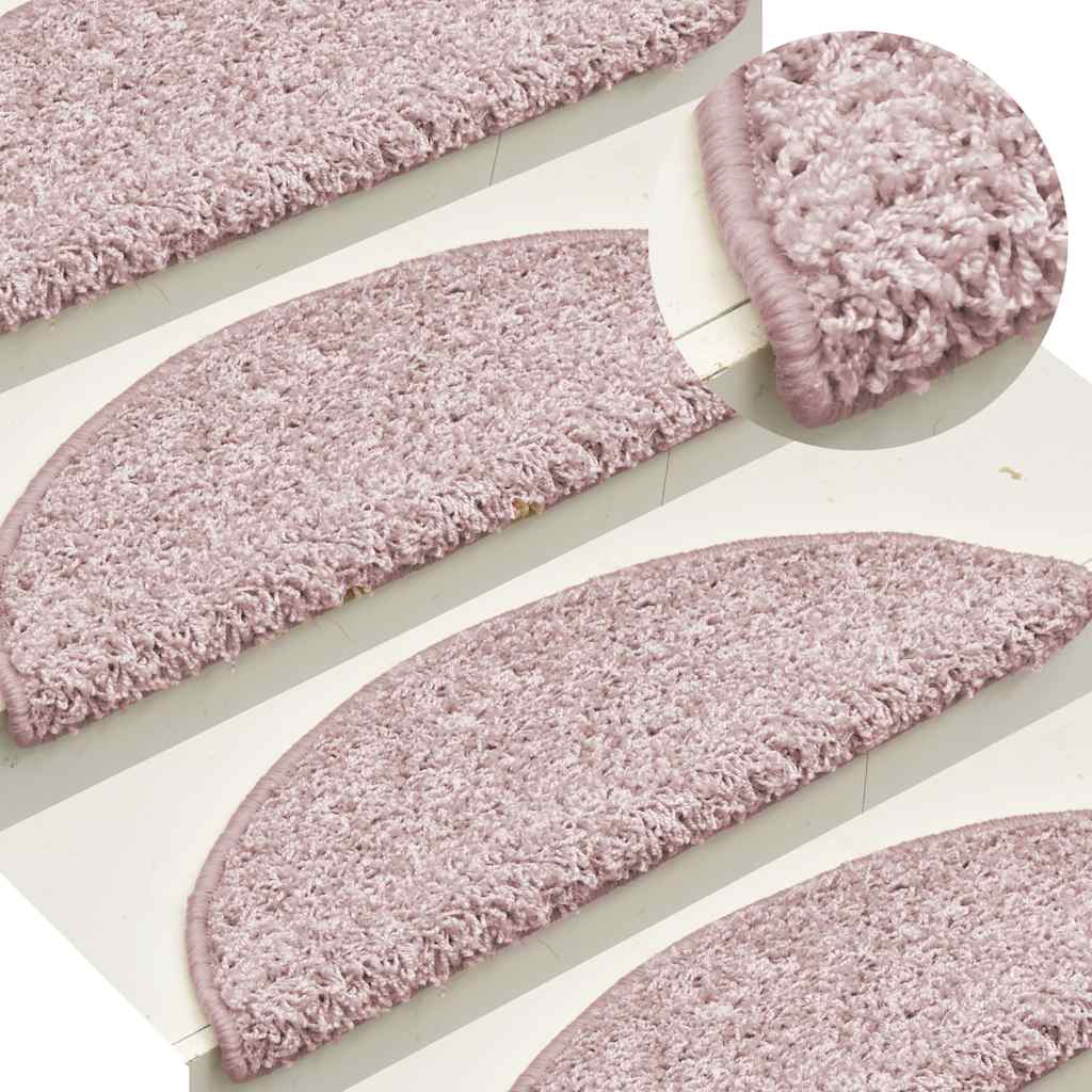 Tappetini per scale 30 pz 65x21x4 cm Rosa chiaro Semicircolari Grandi