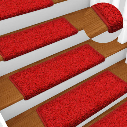 Tappetini per scale 30 pz 65x21x4 cm Rosso Bordo rettangolare