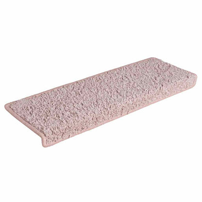 Tappetini per scale 30 pz 65x21x4 cm Bianco e Rosa Bordo rettangolare