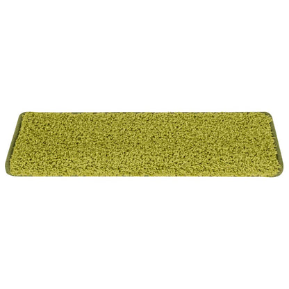 Tappetini per scale 30 pz 65x21x4 cm Verde Bordo rettangolare