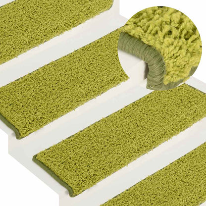 Tappetini per scale 30 pz 65x21x4 cm Verde Bordo rettangolare