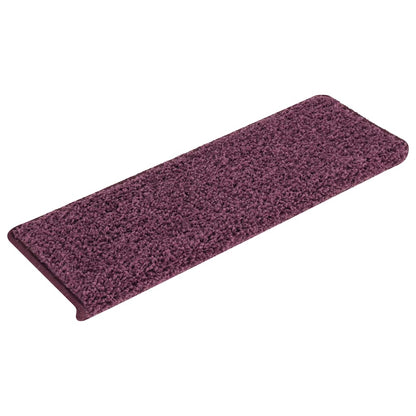 Tappetini per scale 30 pz 65x21x4 cm Viola scuro con bordo rettangolare