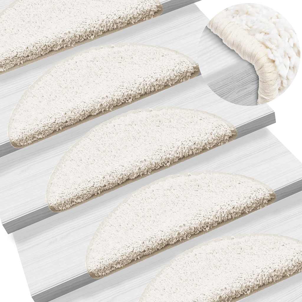 Tappetini per scale 20 pz 56x17x3 cm Bianco Semicircolari