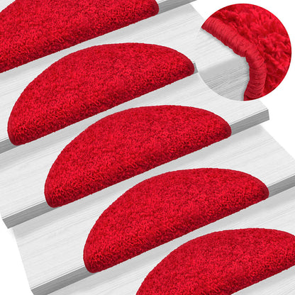 Tappetini per scale 20 pz 56x17x3 cm Rossi semicircolari