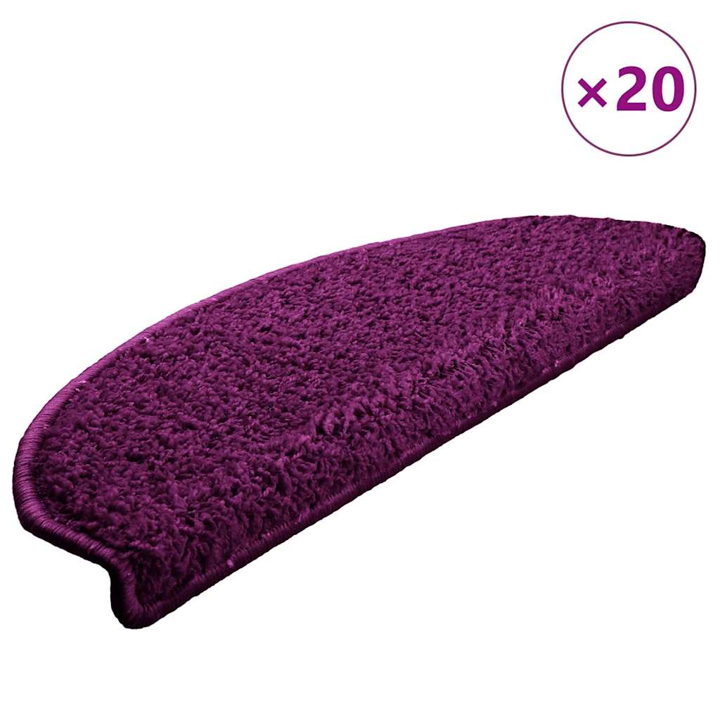 Tappetini per scale 20 pz 65x21x4 cm Viola Semicircolari Grandi