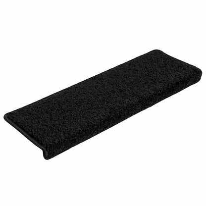 Tappetini per scale 20 pz 65x21x4 cm Nero Bordo rettangolare