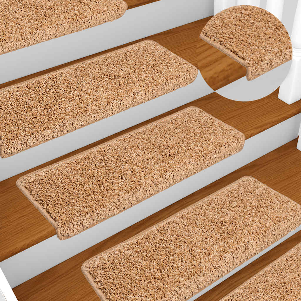Tappetini per scale 20 pz 65x21x4 cm Beige Bordo rettangolare