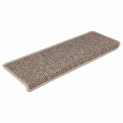 Tappeti Adesivi Scale Aspetto Sisal 30 pz 65x21x4cm Beige Scuro