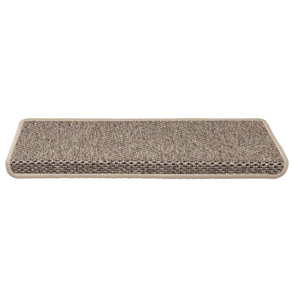 Tappeti Adesivi Scale Aspetto Sisal 30 pz 65x21x4cm Beige Scuro