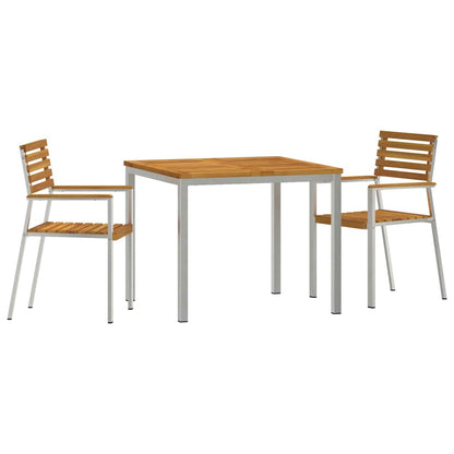 Set da Pranzo per Giardino 3 pcs Legno di Acacia Massello