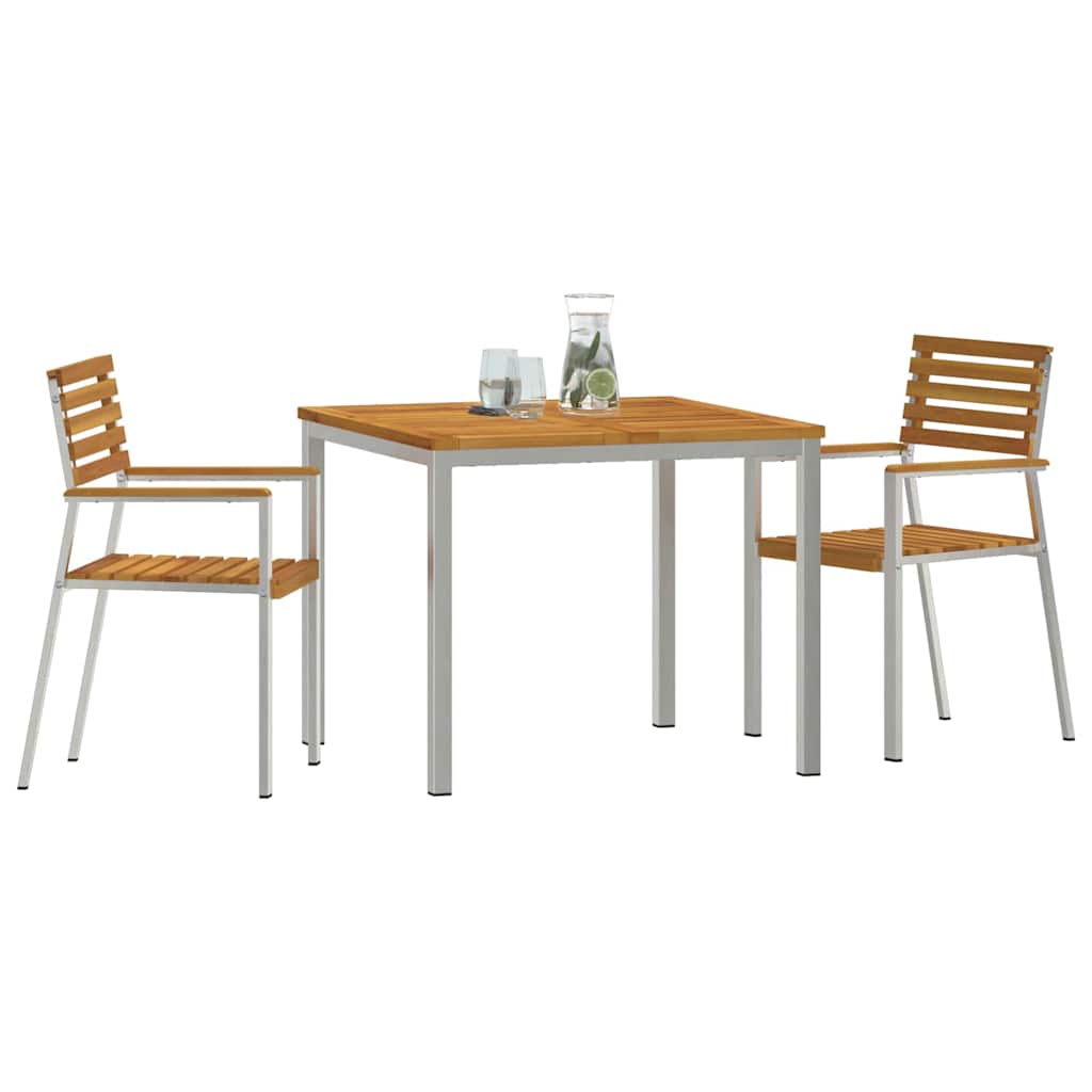 Set da Pranzo per Giardino 3 pcs Legno di Acacia Massello