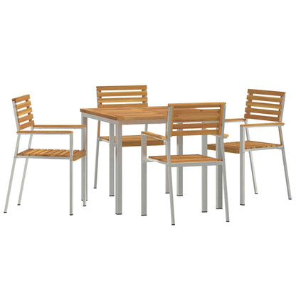 Set da Pranzo per Giardino 5 pcs Legno di Acacia Massello