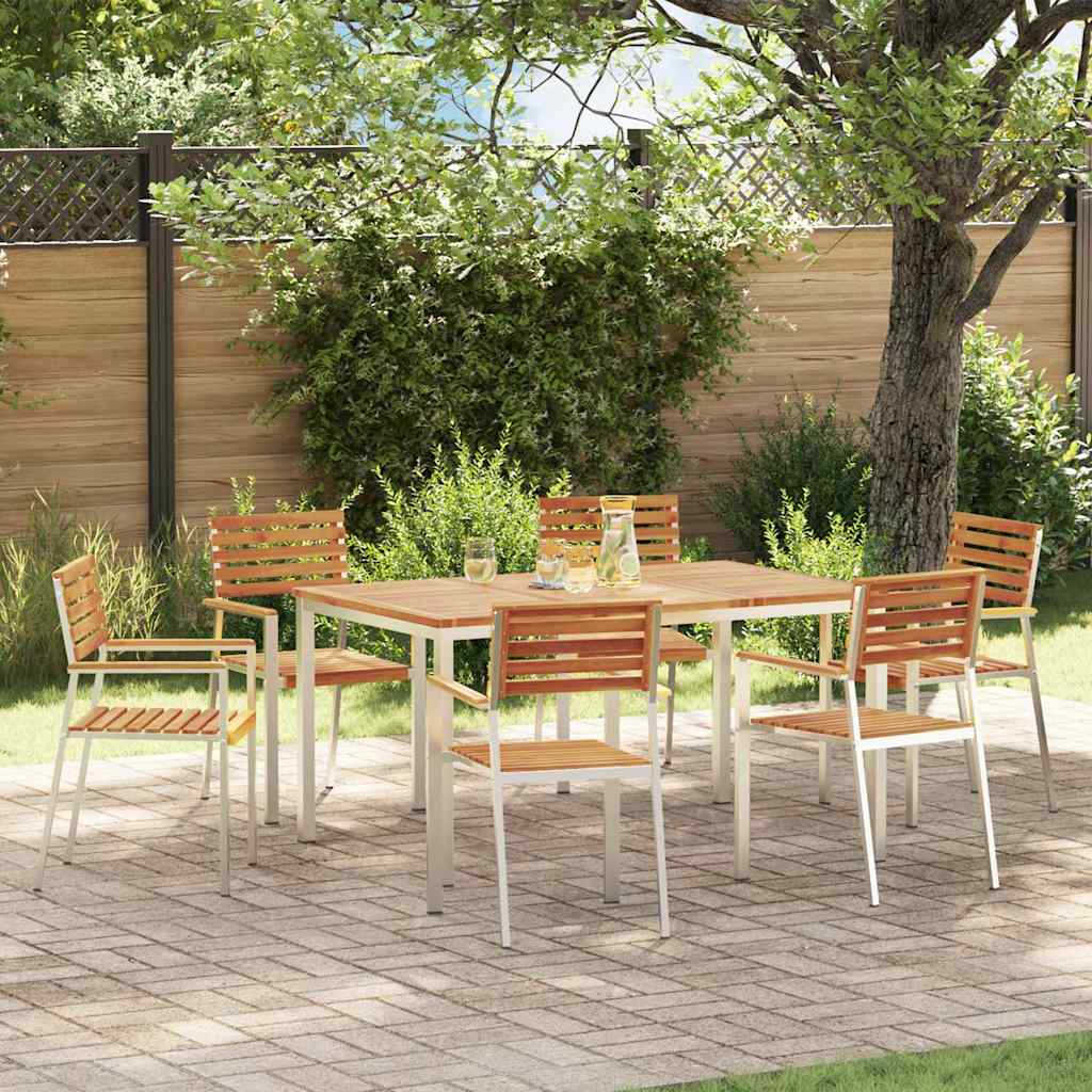 Set da Pranzo per Giardino 7 pcs Legno di Acacia Massello